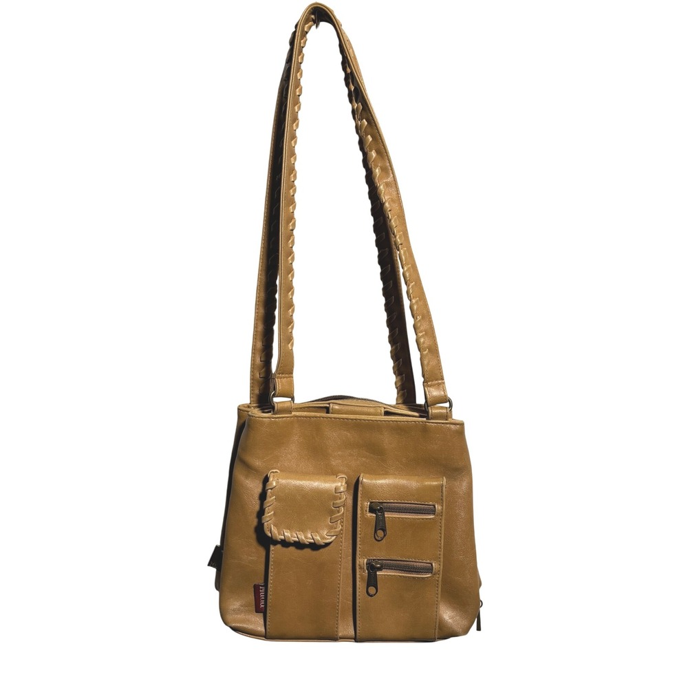 VTG Y2K Mudd Tan Brown Faux Leather Shoulder Bag Purse Boho Western Retro 00s